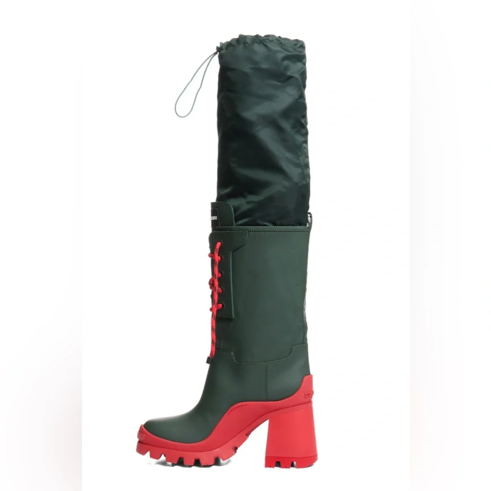 DSQUARED2 Green & Red Lace-Up Heeled Boots Size 39 - Picture 5 of 15